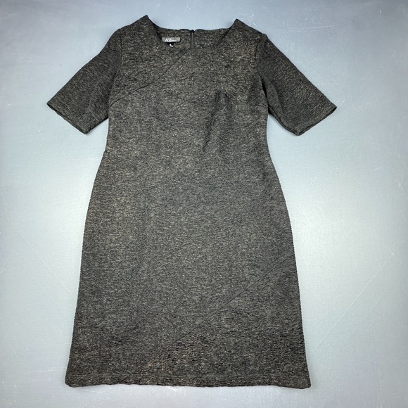 AGB Black Sheath Dress Women's Size 10 Textured Metallic Short Sleeve Cocktail - Picture 1 of 10